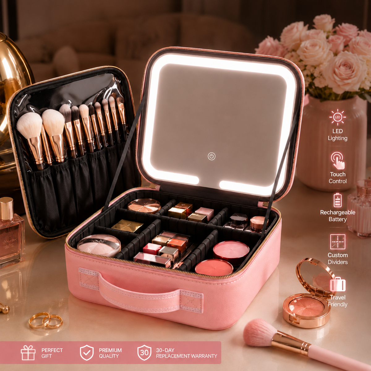 Glow LED Makeup Organizer Bag